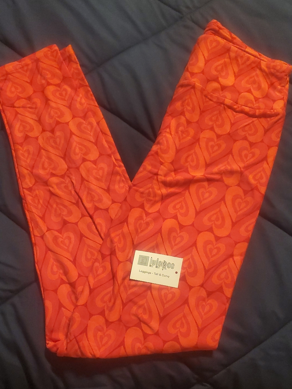 LuLaRoe Womens Red Heart-Print Leggings